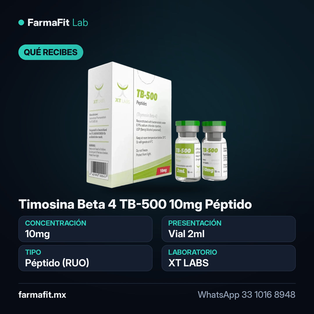 Qué recibes: Timosina Beta 4 TB-500 10mg Péptido - XT LABS Vial 2ml