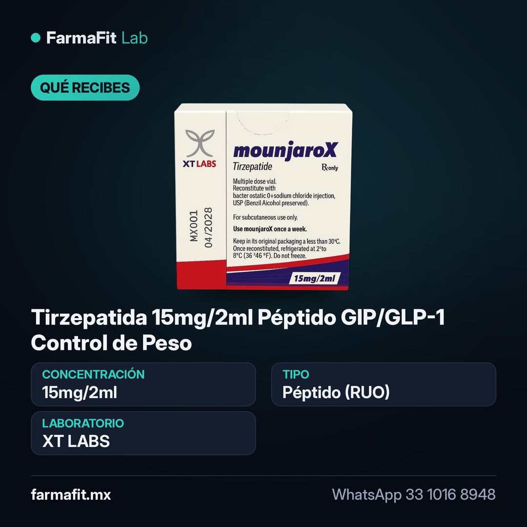 Qué recibes: Tirzepatida 15mg/2ml Péptido GIP/GLP-1 Control de Peso - XT LABS