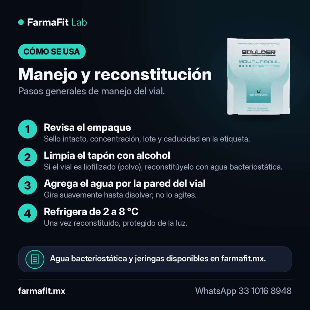 Manejo y reconstitución: Tirzepatida Péptido Vial - BOULDER PHARMACEUTICAL