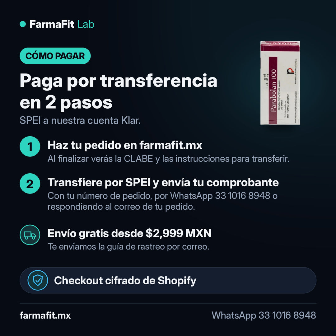 Cómo pagar por transferencia SPEI: Trembolona Acetato 100mg Parabolan Vial 10ml - ROTTERDAM PHARMACEUTICAL – FarmaFit