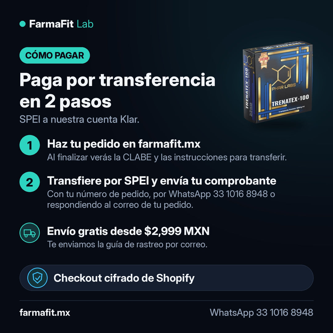 Cómo pagar por transferencia SPEI: Trembolona Acetato 100mg Trenatex - PHAR LABS PREMIUM Vial – FarmaFit