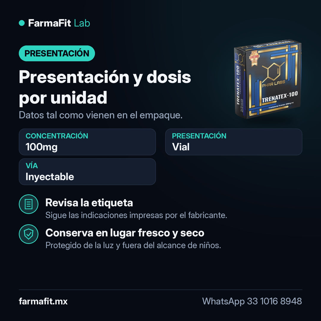 Presentación y dosis por unidad: Trembolona Acetato 100mg Trenatex - PHAR LABS PREMIUM Vial