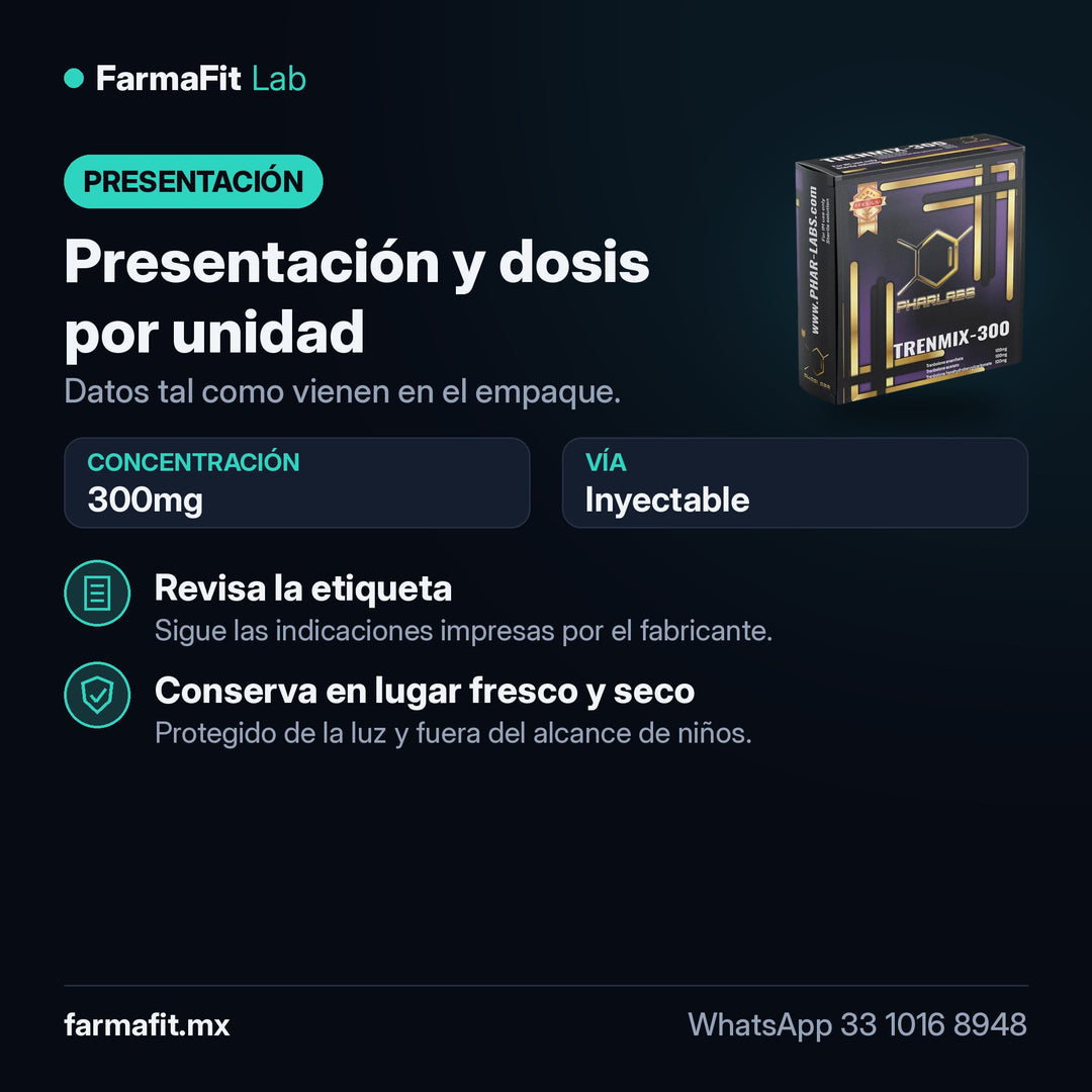 Presentación y dosis por unidad: Trembolona Mezcla 3 Ésteres 300mg Trenmix - PHAR LABS PREMIUM