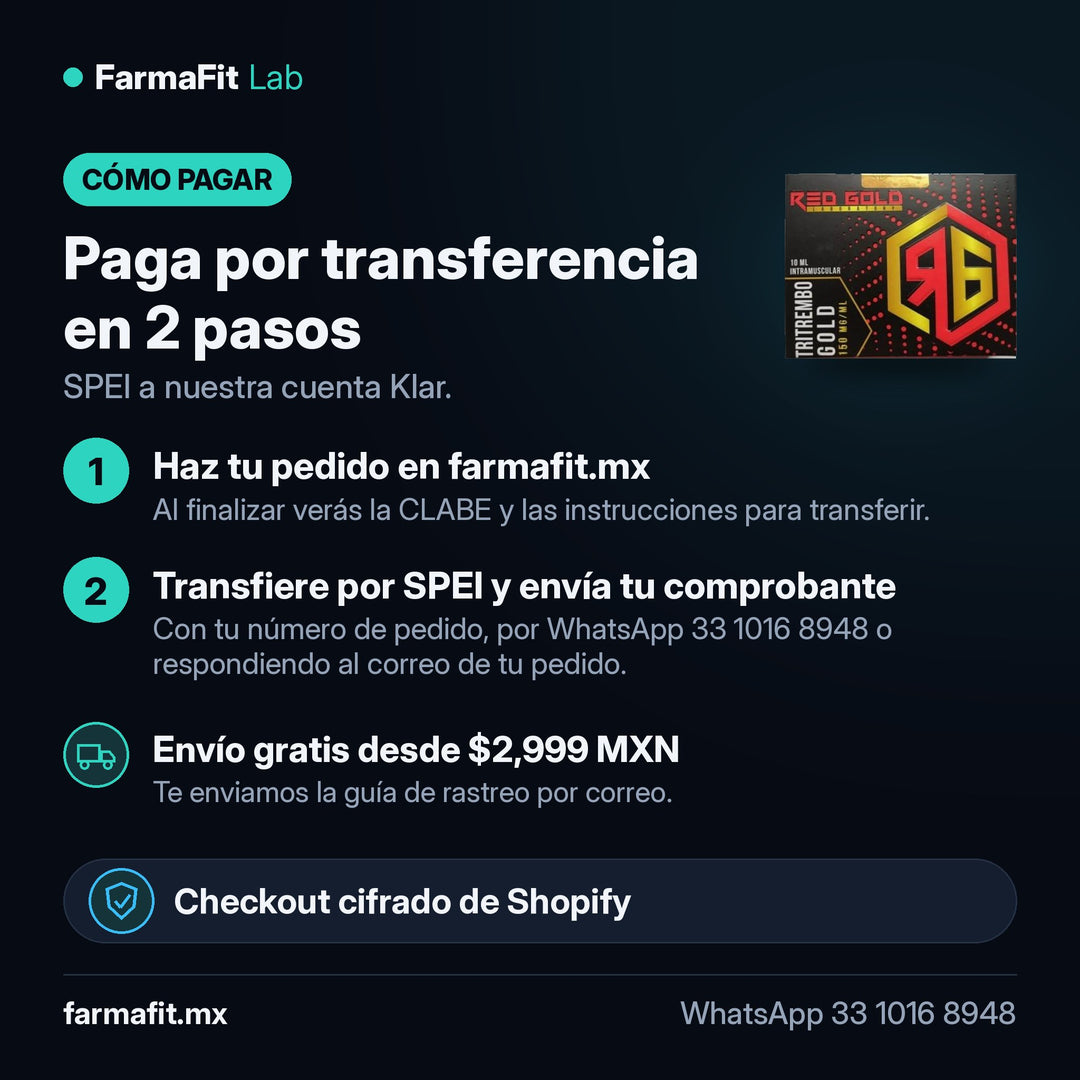 Cómo pagar por transferencia SPEI: Trembolona Mix 3 Ésteres 150 mg/ml TriTrembo Gold Vial 10 ml - RED GOLD – FarmaFit