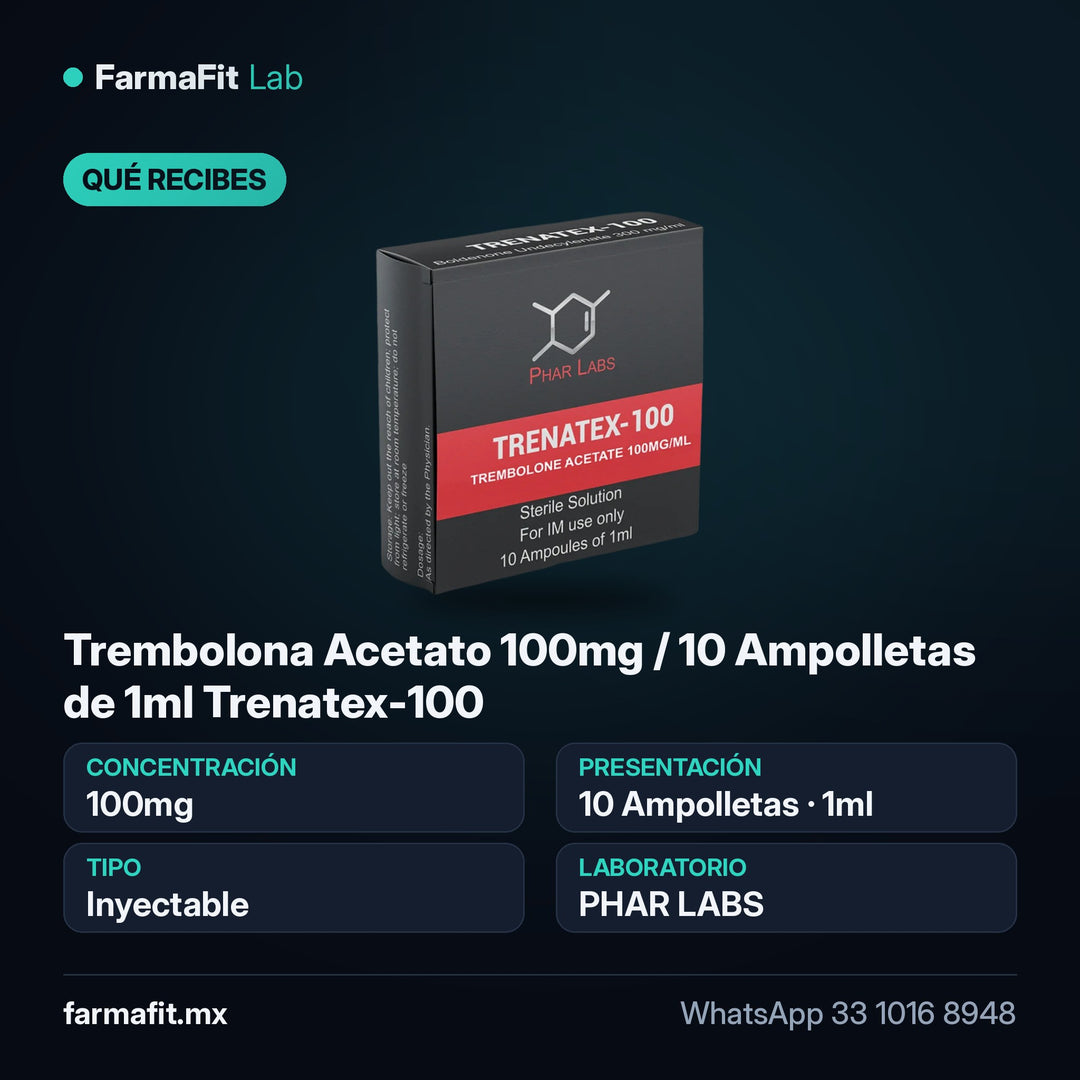 Qué recibes: Trembolona Acetato 100mg / 10 Ampolletas de 1ml Trenatex-100 - PHAR LABS