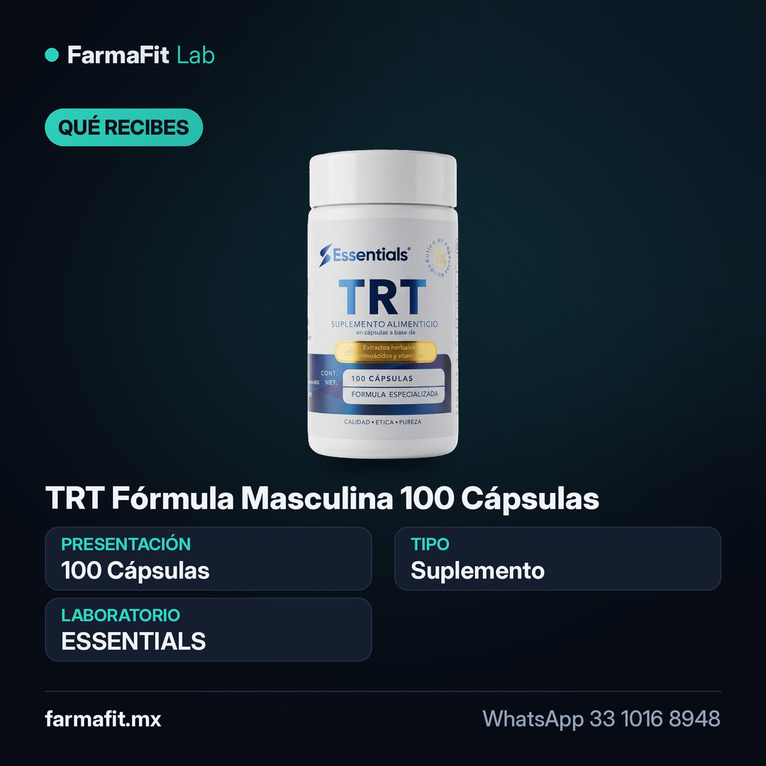 Qué recibes: TRT Fórmula Masculina 100 Cápsulas - ESSENTIALS
