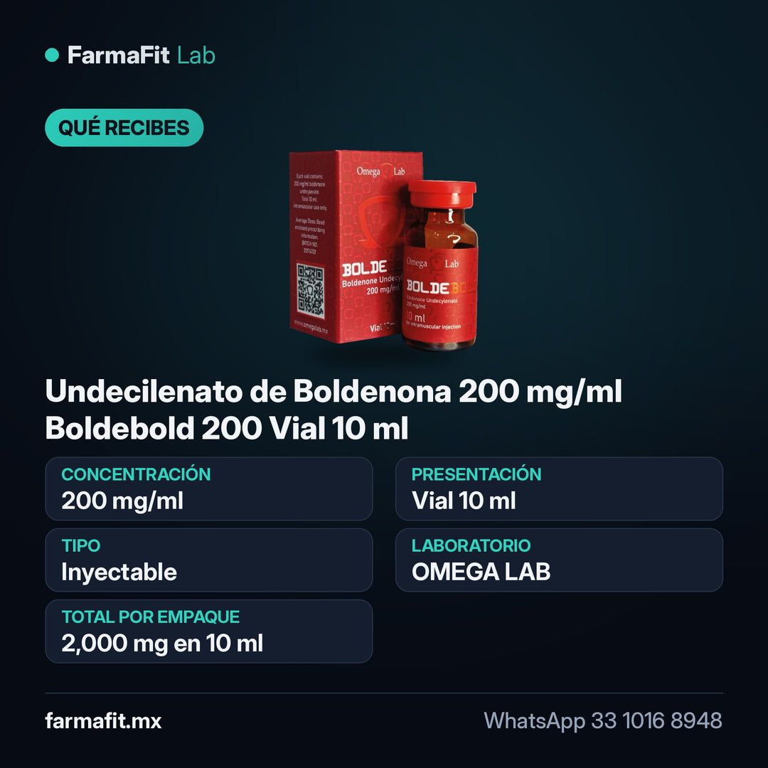 Qué recibes: Undecilenato de Boldenona 200 mg/ml Boldebold 200 Vial 10 ml - OMEGA LAB