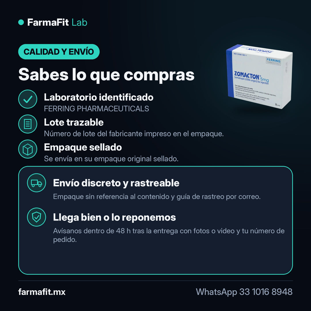 Calidad y envío: Zomacton Somatropina 5mg HGH Vial - FERRING PHARMACEUTICALS – FarmaFit