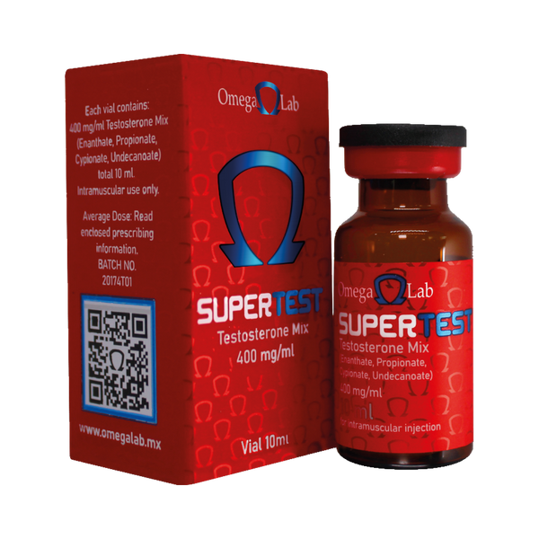 Mezcla de ésteres de Testosterona 400 mg/ml Super Test 400 Vial 10 ml - OMEGA LAB