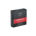 Caja de Oxabol 25 de Phar Labs, etiquetada como Oxandrolona 25mg, de Get Fit México, contiene una solución estéril para uso intramuscular con 10 ampolletas de 1 ml cada una. El empaque tiene un diseño en negro y rojo con un gráfico molecular encima del nombre de la marca.